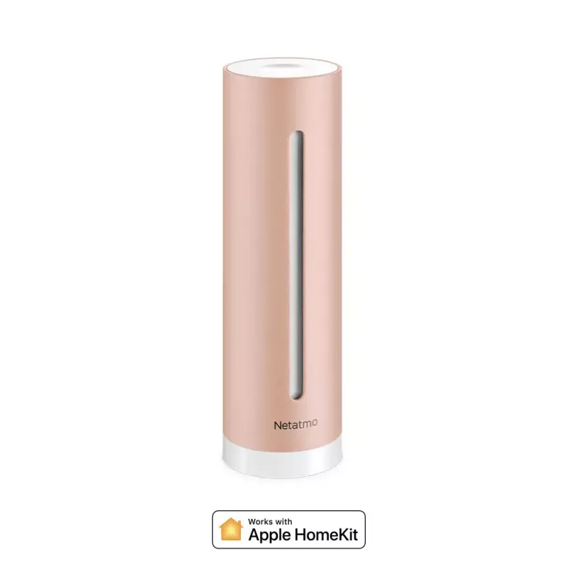Innenraumluftqualitätsmonitor Netatmo Smart Indoor Air Quality Monitor — CO2 0–5000 ppm, Temperatur 0–50 °C, Lärm, WLAN/Bluetooth, Netzbetrieb, Aluminium, Roségold