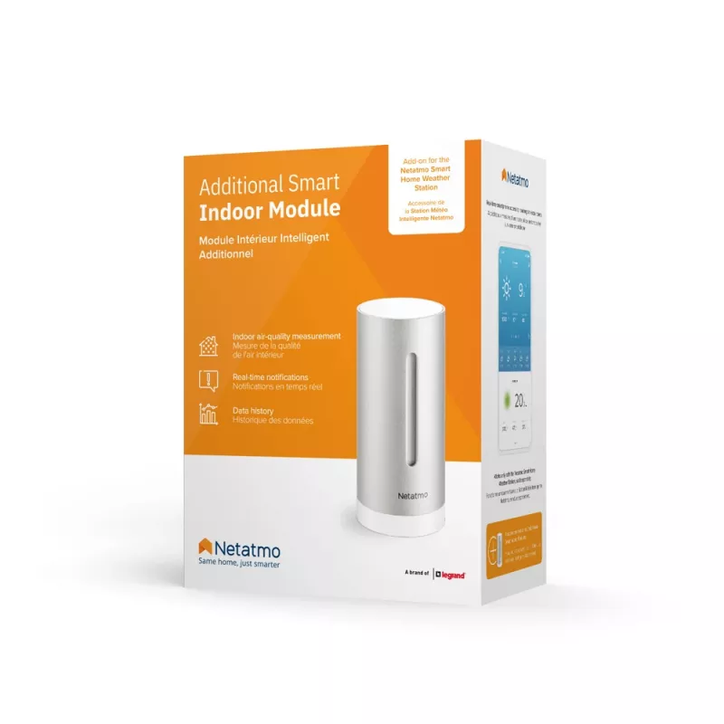 Netatmo Zusätzliches Smartes Innenmodul, Kabellos, 0,3°, 3%, Duraluminium, Aluminium, AAA
