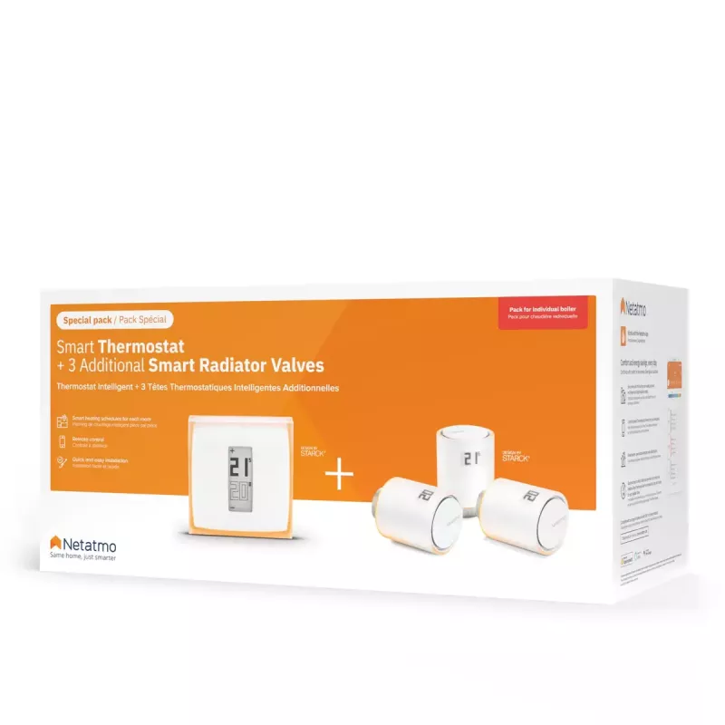 Netatmo Pack: Smart Thermostat + 3 zusätzliche Smart-Heizkörperventile