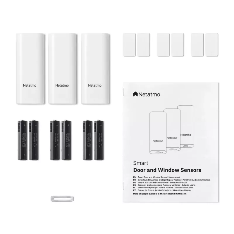 Tür-/Fenstersensor Netatmo DTG-EC kabellos wetterfest 3 V (2×AAA), Reichweite 80 m, weiß, Set mit 3 Stück