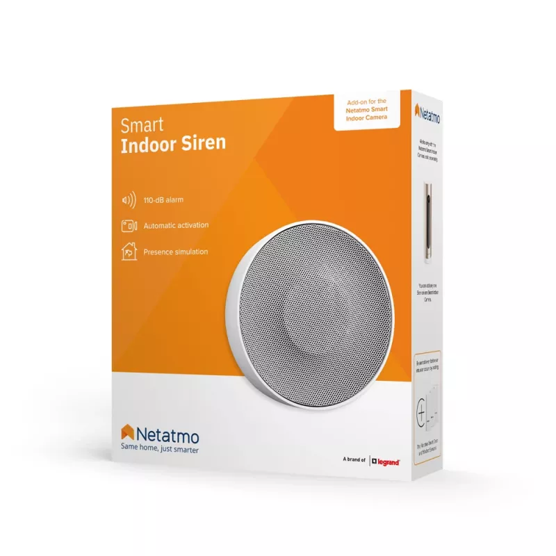 Funk-Sirene Netatmo NA-NIS01 Indoor Weiß, 110 dB, USB-Anschluss, AA x4, 130×35×130 mm