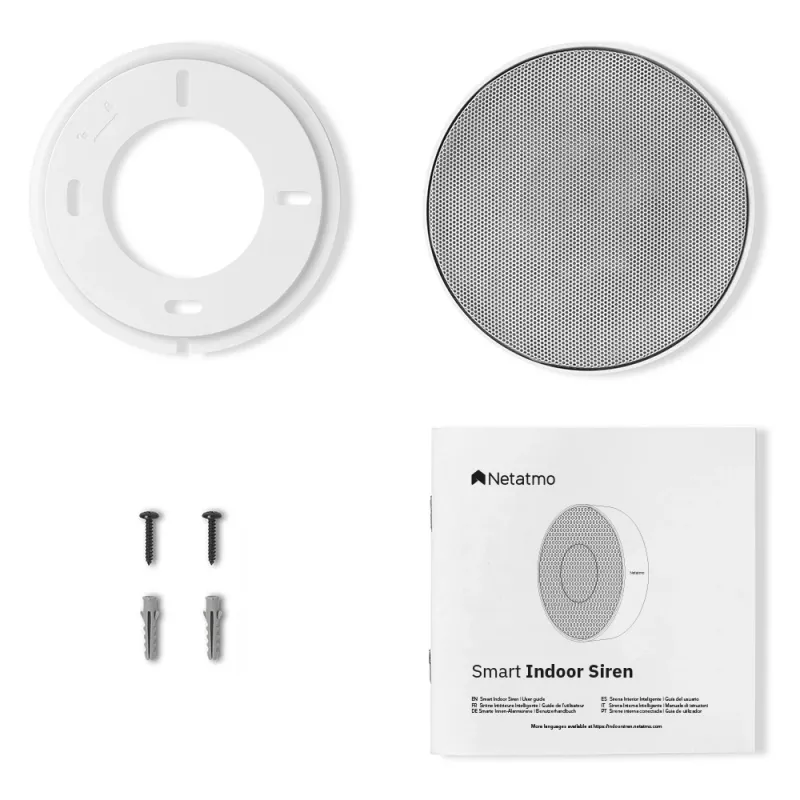 Funk-Sirene Netatmo NA-NIS01 Indoor Weiß, 110 dB, USB-Anschluss, AA x4, 130×35×130 mm