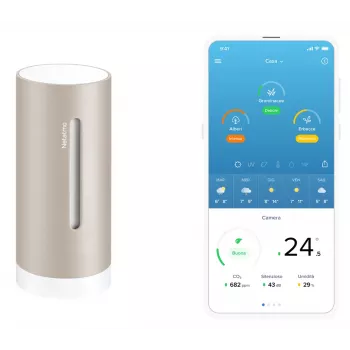 Digitale Wetterstation Netatmo NIM-S Sand — Innenthermometer, Hygrometer, Luftqualität, batteriebetrieben (AAA)
