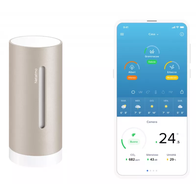 Digitale Wetterstation Netatmo NIM-S Sand — Innenthermometer, Hygrometer, Luftqualität, batteriebetrieben (AAA)