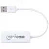 Manhattan USB-A Fast Ethernet Adapter, 10/100 Mbit/s Netzwerk, 480 Mbit/s (USB 2.0), Hi-Speed USB, RJ45, Weiß, drei Jahre Garantie