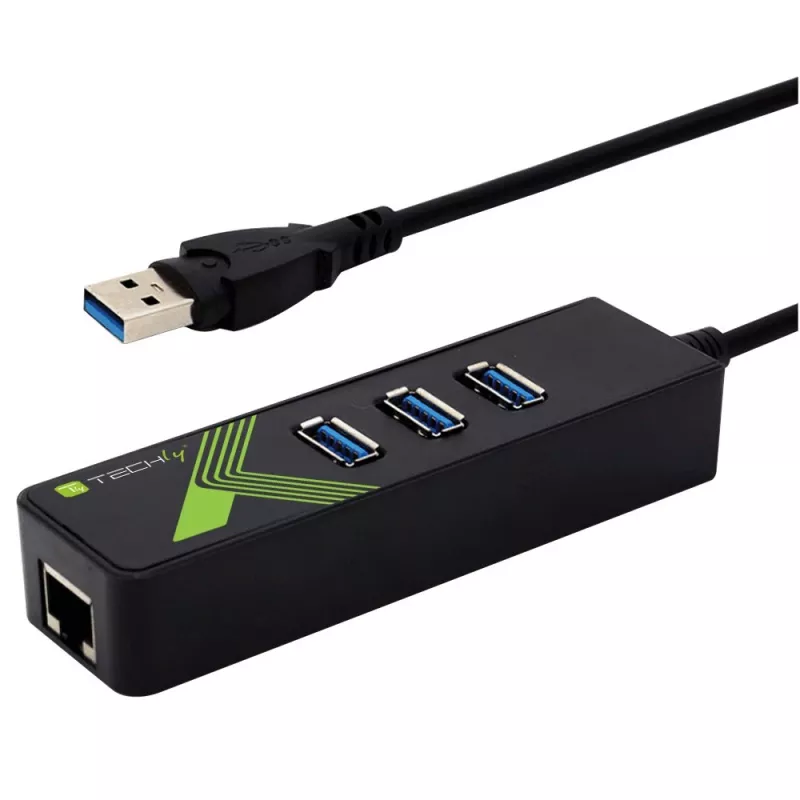 Techly IDATA USB-ETGIGA-3U2 Laptop-Dock/Port-Replikator USB 3.2 Gen 1 (3.1 Gen 1) Typ-A Schwarz
