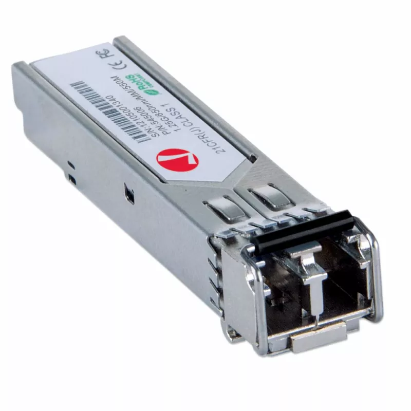 Intellinet Transceiver-Modul Optisch, Gigabit Fiber SFP Mini-GBIC, 1000Base-Sx (LC) Multi-Mode-Port, 550 m, Wellenlänge 850 nm, Ethernet, Fibre, MSA-konform, Äquivalent zu Cisco GLC-SX-MM, Drei Jahre Garantie