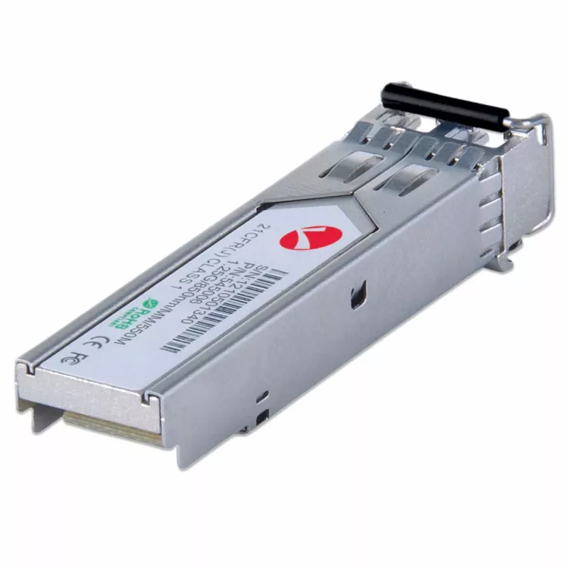 Intellinet Transceiver-Modul Optisch, Gigabit Fiber SFP Mini-GBIC, 1000Base-Sx (LC) Multi-Mode-Port, 550 m, Wellenlänge 850 nm, Ethernet, Fibre, MSA-konform, Äquivalent zu Cisco GLC-SX-MM, Drei Jahre Garantie