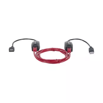 Manhattan USB-A Line Extender, zur Verwendung mit RJ45-Netzwerkkabel (nicht enthalten), verlängert USB-Geräte bis zu 60 m, Bus-Stromversorgung, Cat5e/Cat6/Cat6A RJ45-Netzwerkkabel geeignet, Schwarz, Drei Jahre Garantie
