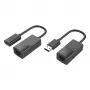 Techly IUSB-EXTENDTY2 Kabeladapter RJ-45 USB 2.0 Typ-A schwarz
