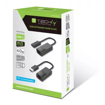 Techly IUSB-EXTENDTY2 Kabeladapter RJ-45 USB 2.0 Typ-A schwarz