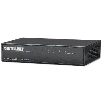 Intellinet 5-Port Gigabit Ethernet Switch, Desktop-Größe, Metallgehäuse, IEEE 802.3az (Energy Efficient Ethernet)