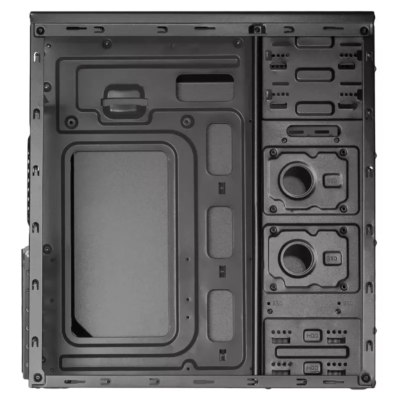 PC-Gehäuse Akyga AK13BK Micro Tower – ATX/Micro-ATX, 3×3,5-Zoll-Laufwerksschächte, 3×2,5-Zoll-Laufwerksschächte, oberes Netzteil, USB 3.2 Gen1×2, max. GPU 385 mm, schwarz