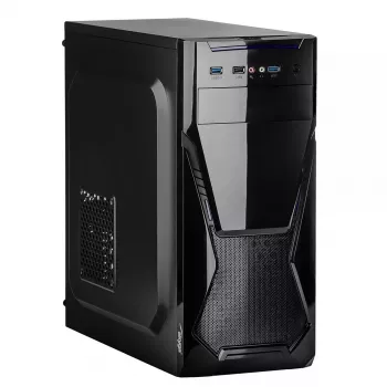 PC-Gehäuse Akyga AK13BK Micro Tower – ATX/Micro-ATX, 3×3,5-Zoll-Laufwerksschächte, 3×2,5-Zoll-Laufwerksschächte, oberes Netzteil, USB 3.2 Gen1×2, max. GPU 385 mm, schwarz