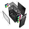 PC-Gehäuse GEMBIRD Fornax 400X Midi Tower Schwarz — ATX, gehärtetes Glas, RGB-Lüfter, 4x 2,5-Zoll-Schächte, 2x USB 3.0