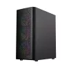 PC-Gehäuse GEMBIRD Fornax 400X Midi Tower Schwarz — ATX, gehärtetes Glas, RGB-Lüfter, 4x 2,5-Zoll-Schächte, 2x USB 3.0