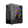 PC-Gehäuse GEMBIRD Fornax 400X Midi Tower Schwarz — ATX, gehärtetes Glas, RGB-Lüfter, 4x 2,5-Zoll-Schächte, 2x USB 3.0