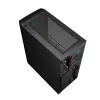PC-Gehäuse GEMBIRD Fornax 400X Midi Tower Schwarz — ATX, gehärtetes Glas, RGB-Lüfter, 4x 2,5-Zoll-Schächte, 2x USB 3.0