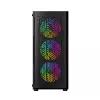 PC-Gehäuse GEMBIRD Fornax 400X Midi Tower Schwarz — ATX, gehärtetes Glas, RGB-Lüfter, 4x 2,5-Zoll-Schächte, 2x USB 3.0