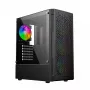 PC-Gehäuse GEMBIRD Fornax 400X Midi Tower Schwarz — ATX, gehärtetes Glas, RGB-Lüfter, 4x 2,5-Zoll-Schächte, 2x USB 3.0