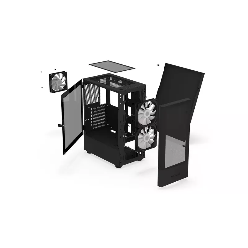 PC-Gehäuse KRUX VAKO KRX0132 ATX schwarz — gehärtetes Glas, RGB, unterstützt Mini‑ATX, GPU bis zu 31 cm, CPU-Kühler bis zu 15,9 cm