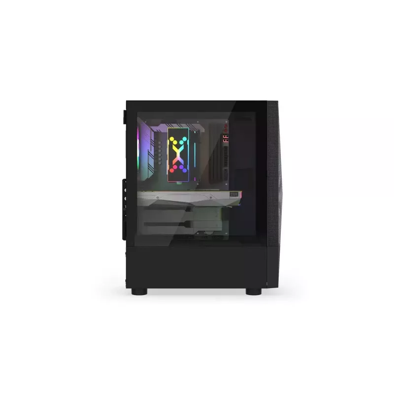 PC-Gehäuse KRUX VAKO KRX0132 ATX schwarz — gehärtetes Glas, RGB, unterstützt Mini‑ATX, GPU bis zu 31 cm, CPU-Kühler bis zu 15,9 cm