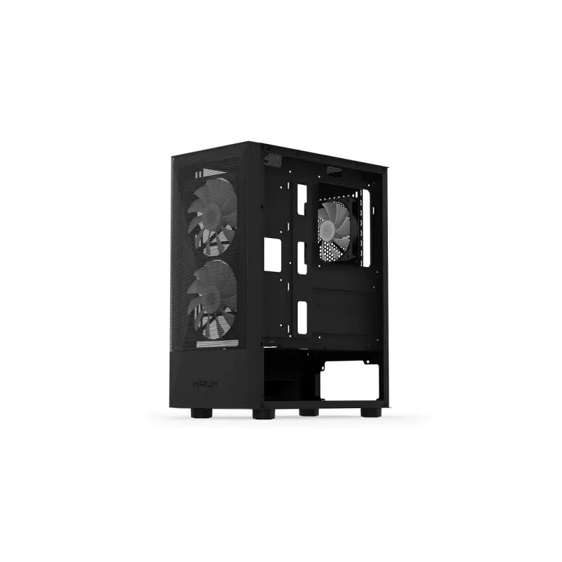 PC-Gehäuse KRUX VAKO KRX0132 ATX schwarz — gehärtetes Glas, RGB, unterstützt Mini‑ATX, GPU bis zu 31 cm, CPU-Kühler bis zu 15,9 cm