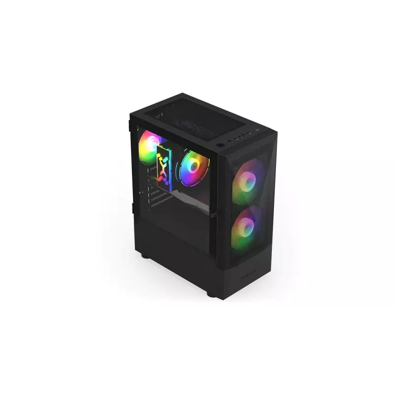 PC-Gehäuse KRUX VAKO KRX0132 ATX schwarz — gehärtetes Glas, RGB, unterstützt Mini‑ATX, GPU bis zu 31 cm, CPU-Kühler bis zu 15,9 cm