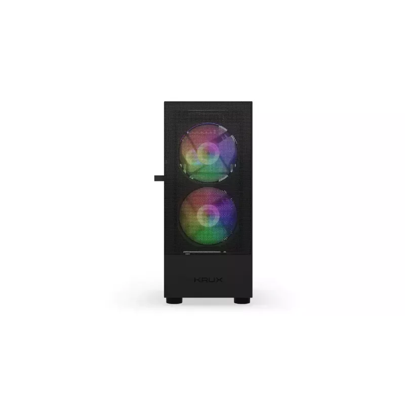 PC-Gehäuse KRUX VAKO KRX0132 ATX schwarz — gehärtetes Glas, RGB, unterstützt Mini‑ATX, GPU bis zu 31 cm, CPU-Kühler bis zu 15,9 cm