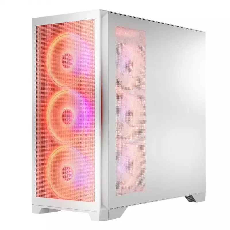 PC-Gehäuse MODECOM VOLCANO EXPANSE S APEX ARGB Midi Tower Weiß — gehärtetes Glas, ARGB, unterstützt micro ATX, GPU bis zu 430 mm