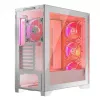 PC-Gehäuse MODECOM VOLCANO EXPANSE S APEX ARGB Midi Tower Weiß — gehärtetes Glas, ARGB, unterstützt micro ATX, GPU bis zu 430 mm
