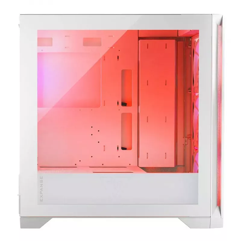 PC-Gehäuse MODECOM VOLCANO EXPANSE S APEX ARGB Midi Tower Weiß — gehärtetes Glas, ARGB, unterstützt micro ATX, GPU bis zu 430 mm