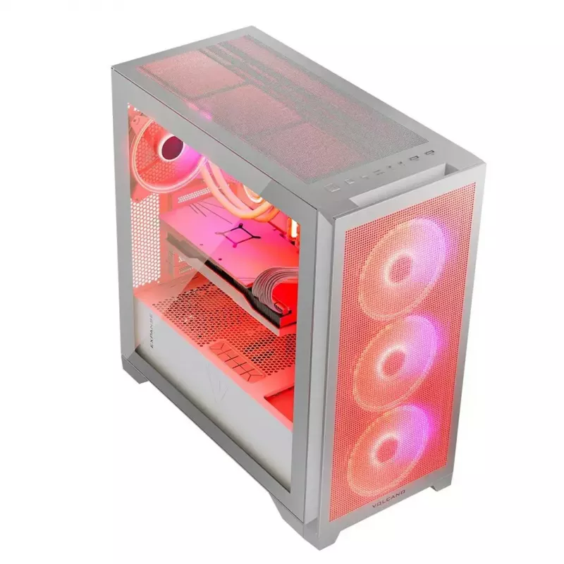 PC-Gehäuse MODECOM VOLCANO EXPANSE S APEX ARGB Midi Tower Weiß — gehärtetes Glas, ARGB, unterstützt micro ATX, GPU bis zu 430 mm
