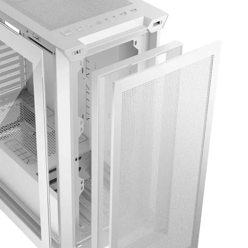 PC-Gehäuse MODECOM VOLCANO EXPANSE S APEX ARGB Midi Tower Weiß — gehärtetes Glas, ARGB, unterstützt micro ATX, GPU bis zu 430 mm