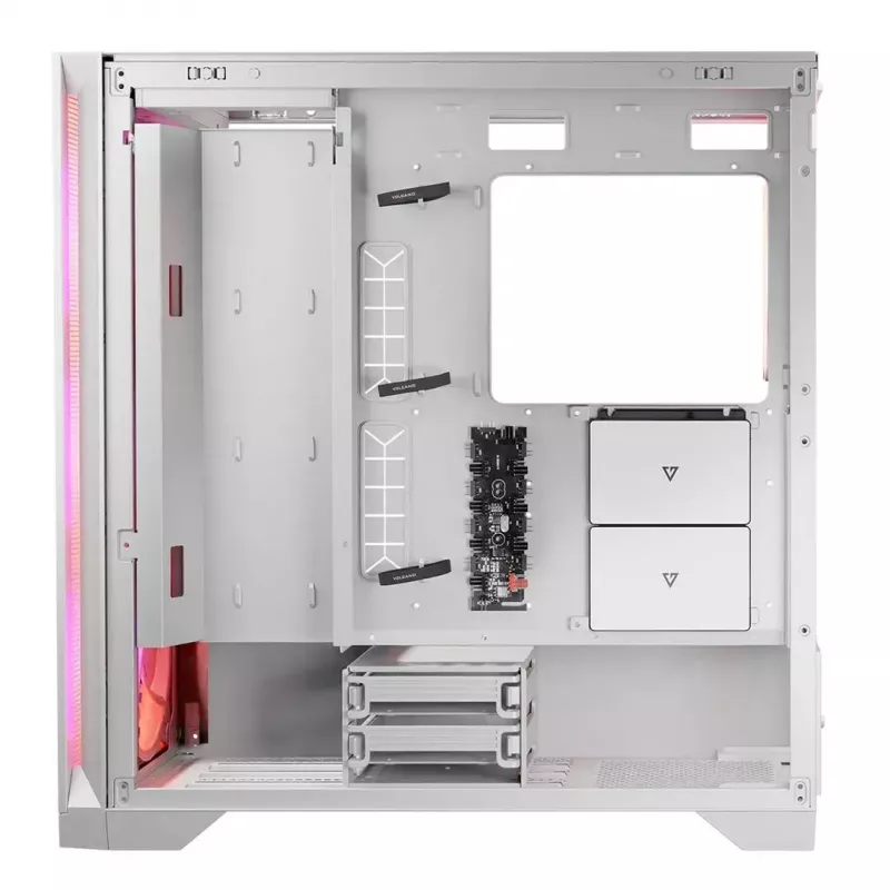 PC-Gehäuse MODECOM VOLCANO EXPANSE S APEX ARGB Midi Tower Weiß — gehärtetes Glas, ARGB, unterstützt micro ATX, GPU bis zu 430 mm