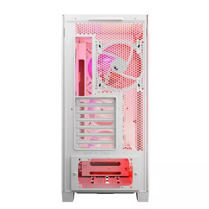 PC-Gehäuse MODECOM VOLCANO EXPANSE S APEX ARGB Midi Tower Weiß — gehärtetes Glas, ARGB, unterstützt micro ATX, GPU bis zu 430 mm