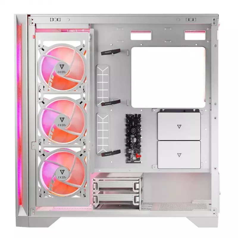 PC-Gehäuse MODECOM VOLCANO EXPANSE S APEX ARGB Midi Tower Weiß — gehärtetes Glas, ARGB, unterstützt micro ATX, GPU bis zu 430 mm