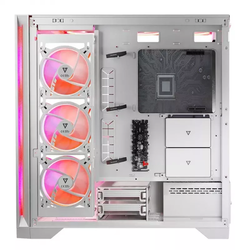 PC-Gehäuse MODECOM VOLCANO EXPANSE S APEX ARGB Midi Tower Weiß — gehärtetes Glas, ARGB, unterstützt micro ATX, GPU bis zu 430 mm