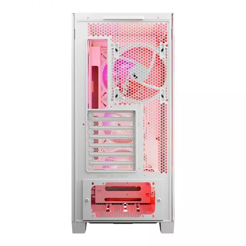 PC-Gehäuse MODECOM VOLCANO EXPANSE T APEX ARGB MIDI Weiß — gehärtetes Glas, ARGB, USB-C, unterstützt micro-ATX, GPU bis 430 mm