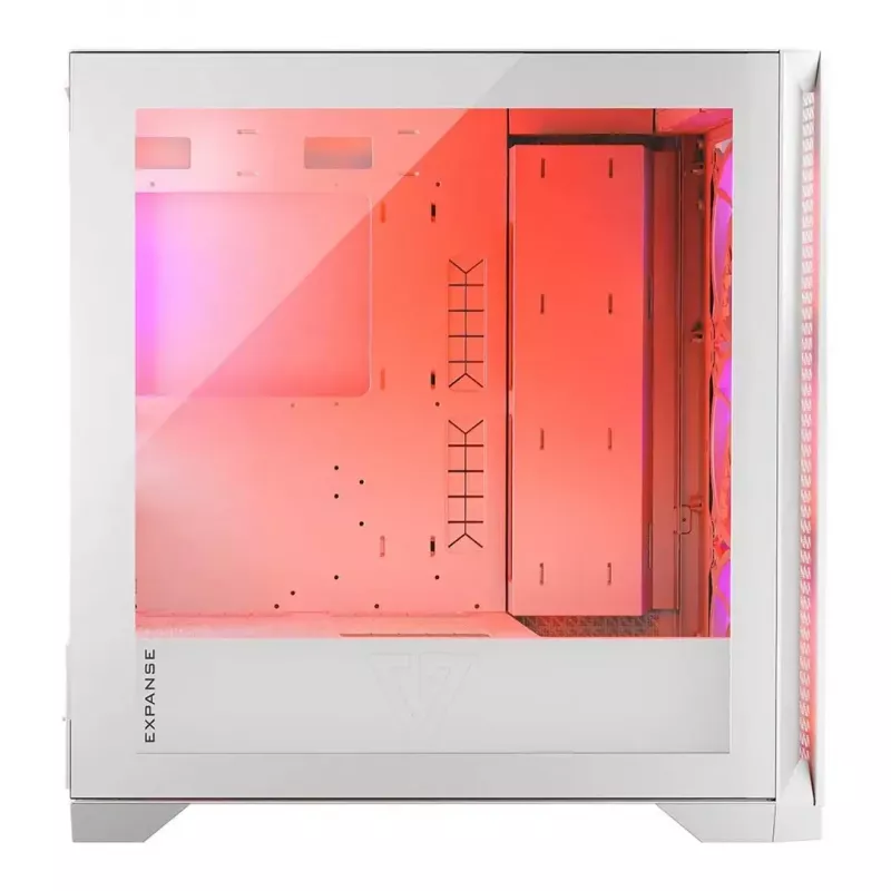 PC-Gehäuse MODECOM VOLCANO EXPANSE T APEX ARGB MIDI Weiß — gehärtetes Glas, ARGB, USB-C, unterstützt micro-ATX, GPU bis 430 mm