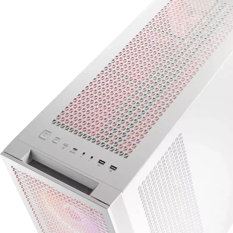 PC-Gehäuse MODECOM VOLCANO EXPANSE T APEX ARGB MIDI Weiß — gehärtetes Glas, ARGB, USB-C, unterstützt micro-ATX, GPU bis 430 mm