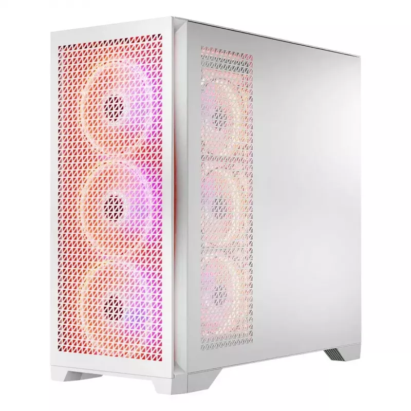 PC-Gehäuse MODECOM VOLCANO EXPANSE T APEX ARGB MIDI Weiß — gehärtetes Glas, ARGB, USB-C, unterstützt micro-ATX, GPU bis 430 mm