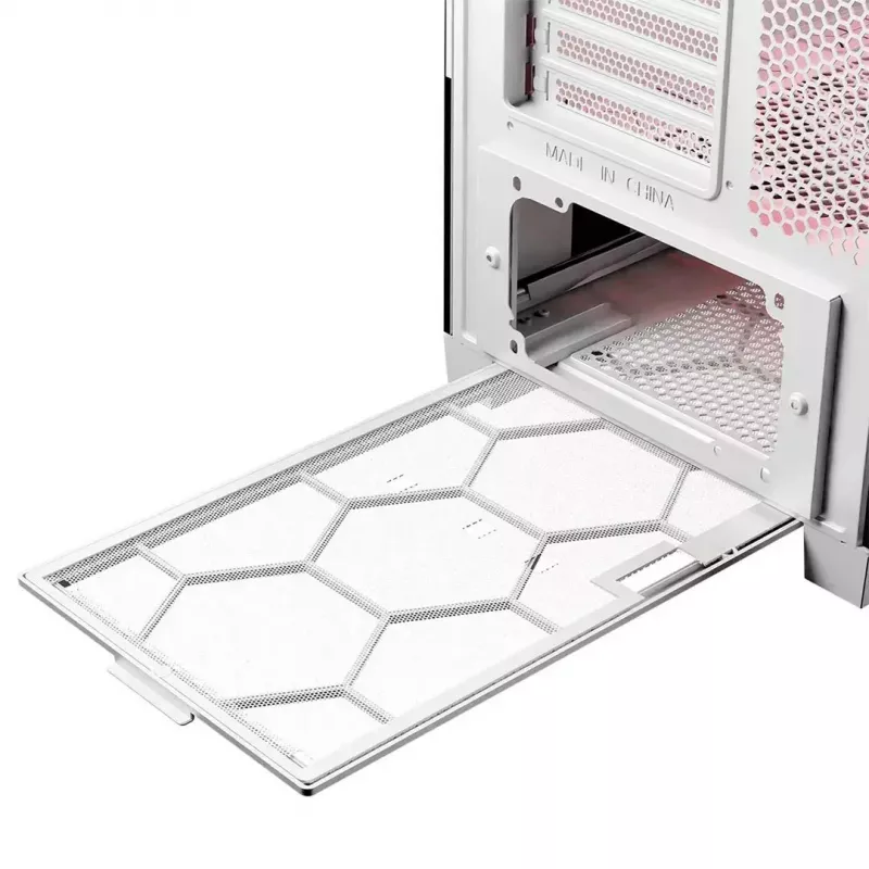 PC-Gehäuse MODECOM VOLCANO EXPANSE T APEX ARGB MIDI Weiß — gehärtetes Glas, ARGB, USB-C, unterstützt micro-ATX, GPU bis 430 mm