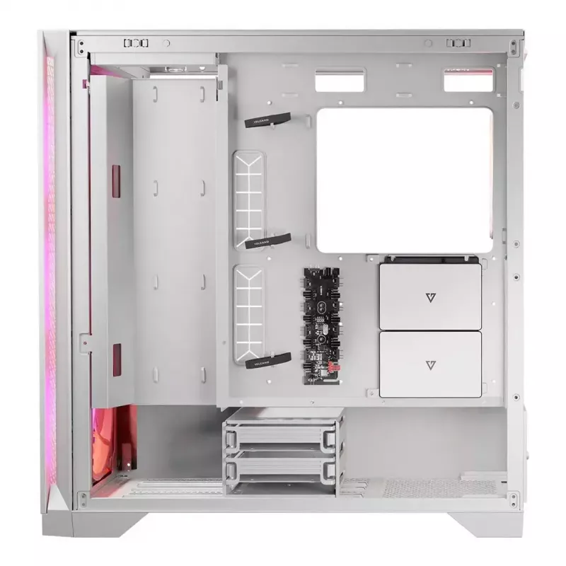 PC-Gehäuse MODECOM VOLCANO EXPANSE T APEX ARGB MIDI Weiß — gehärtetes Glas, ARGB, USB-C, unterstützt micro-ATX, GPU bis 430 mm