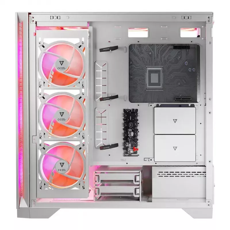 PC-Gehäuse MODECOM VOLCANO EXPANSE T APEX ARGB MIDI Weiß — gehärtetes Glas, ARGB, USB-C, unterstützt micro-ATX, GPU bis 430 mm