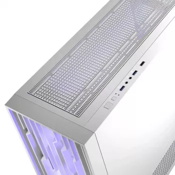 PC-Gehäuse MODECOM Volcano Perun Apex ARGB weiß — Midi Tower, gehärtetes Glas, ARGB, USB-C, unterstützt micro ATX, GPU bis 39 cm
