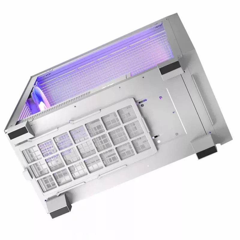 PC-Gehäuse MODECOM Volcano Perun Apex ARGB weiß — Midi Tower, gehärtetes Glas, ARGB, USB-C, unterstützt micro ATX, GPU bis 39 cm
