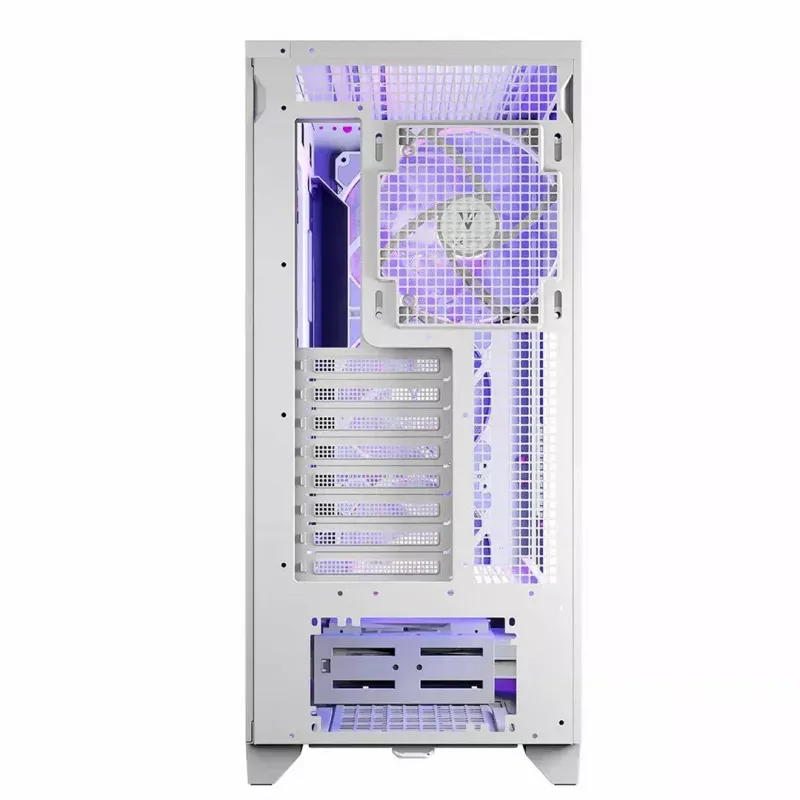 PC-Gehäuse MODECOM Volcano Perun Apex ARGB weiß — Midi Tower, gehärtetes Glas, ARGB, USB-C, unterstützt micro ATX, GPU bis 39 cm