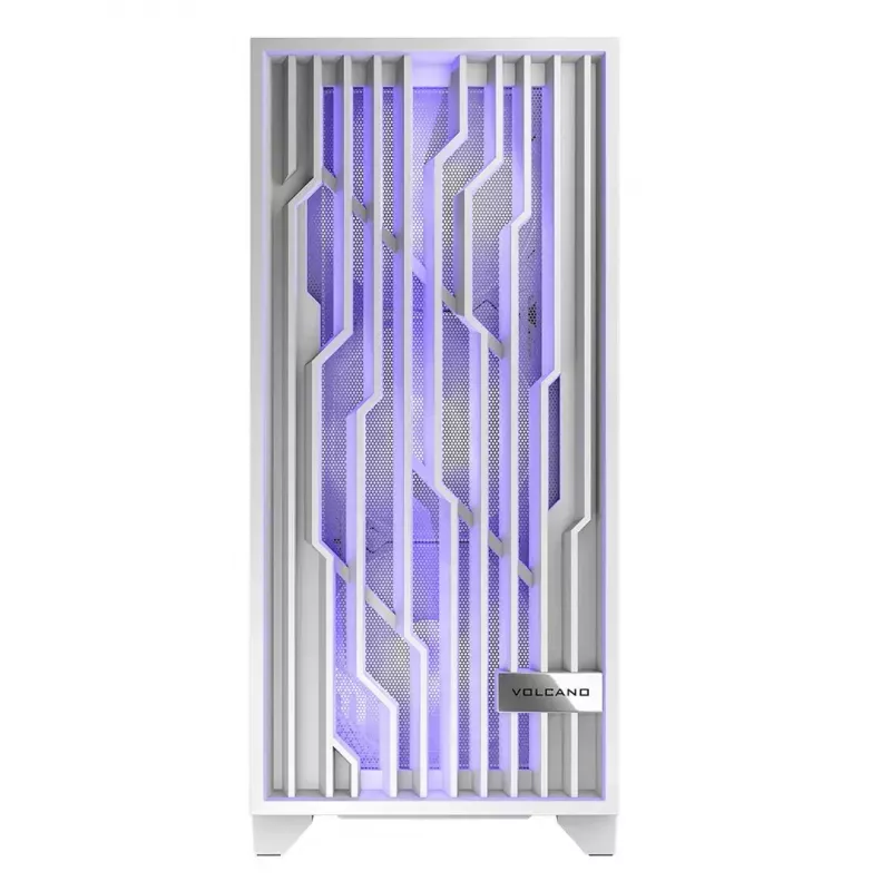 PC-Gehäuse MODECOM Volcano Perun Apex ARGB weiß — Midi Tower, gehärtetes Glas, ARGB, USB-C, unterstützt micro ATX, GPU bis 39 cm