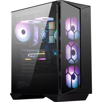 MSI MPG GUNGNIR 110R Mid Tower Gaming Computer Case Schwarz, USB 3.2 Gen2 Type C, 4x 120mm ARGB Fan, Mystic Light Sync, 1 to 6 ARGB Control board, 2x Tempered Glass Panels, ATX, mATX, mini-ITX